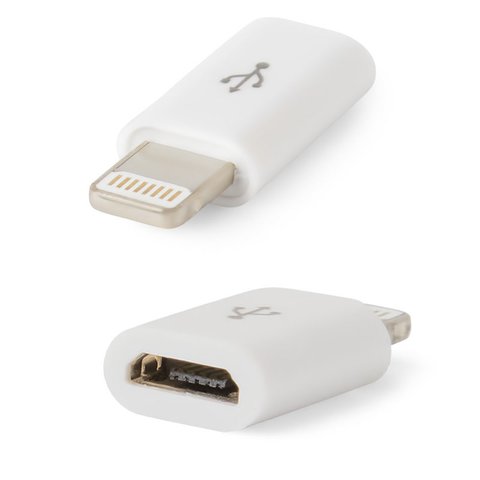 Адаптер для мобільних телефонів Apple, micro USB тип B, Lightning, білий