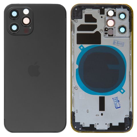 Корпус для iPhone 12 Pro, сірий, з тримачем SIM карти, з боковими кнопками, graphite