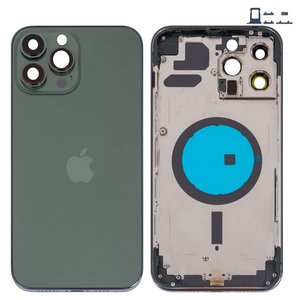 Корпус для iPhone 13 Pro Max, зелений, з тримачем SIM карти, з боковими кнопками, alpine green