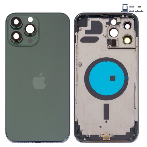 Корпус для iPhone 13 Pro Max, зелений, з тримачем SIM карти, з боковими кнопками, alpine green