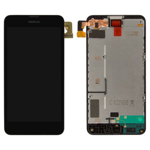 LCD compatible with Nokia 630 Lumia Dual Sim, 635 Lumia, black, with frame 