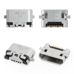Charge Connector compatible with Nokia 502 Asha Dual Sim, 5 pin, micro USB type B 