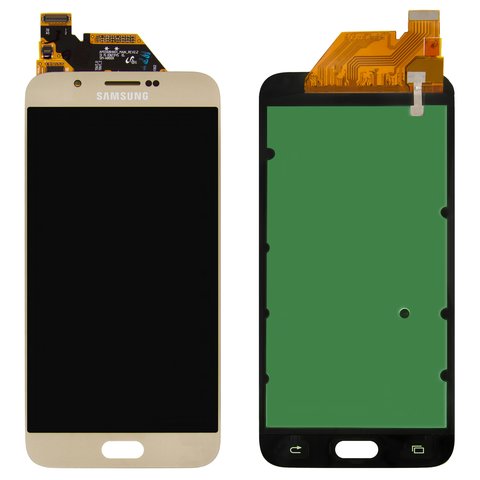 LCD compatible with Samsung A800 Dual Galaxy A8, golden, without frame, original change glass 