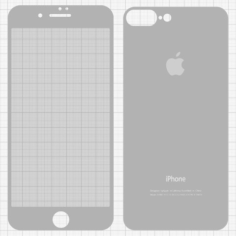 Tempered Glass Screen Protector All Spares compatible with Apple iPhone 7 Plus, 0,26 mm 9H, front and back, silver 