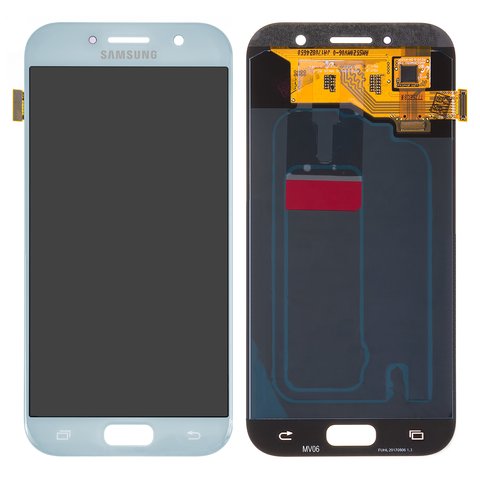 LCD compatible with Samsung A520 Galaxy A5 2017 , blue, without frame, Original PRC , original glass, blue mist 