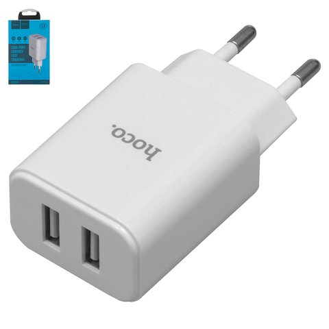 Mains Charger Hoco C62A, 10.5 W, white, without cable, 2 outputs  #6957531094944