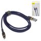 USB кабель Baseus Cafule, USB тип-A, Lightning, 100 см, 12 Вт, 2,4 А, синий, золотистый, в нейлоновой оплетке, #CALKLF-BV3