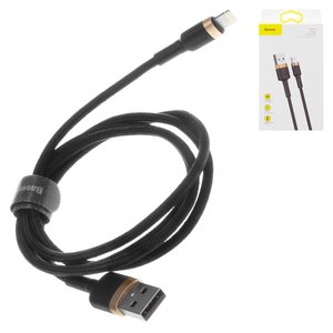 Cable USB Baseus Cafule, USB tipo A, Lightning, 100 cm, 2.4 A, negro, dorado, con revestimiento de nylon, #CALKLF BV1
