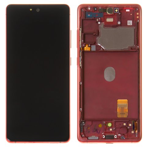 Pantalla LCD puede usarse con Samsung G780 Galaxy S20 FE, rojo, con marco, Original, empaque industrial, original glass, #GH82 24220E GH82 24219E