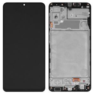 LCD compatible with Samsung A225 Galaxy A22, black, with frame, Original PRC  