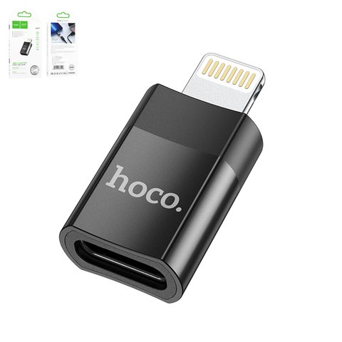 Адаптер Hoco UA17, Lightning к USB тип C, USB тип C, Lightning, серый, #6931474761996