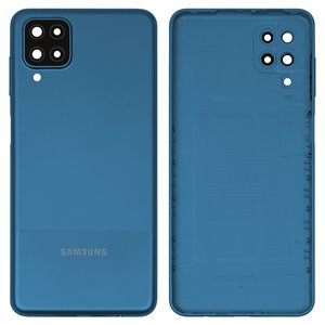 Housing Back Cover compatible with Samsung A127 Galaxy A12 Nacho, dark blue, with side button, with camera lens 