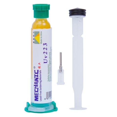 Fundente en pasta Mechanic UV223, con émbolo de plástico, para soldadura sin plomo, neutro, 10 ml