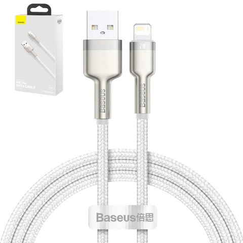 USB Cable Baseus Cafule Series Metal, USB type A, Lightning, 100 cm, 2.4 A, white, nylon braided  #CALJK A02