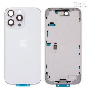 Housing compatible with iPhone 16 Pro Max, white, with SIM card holders, with side buttons, Original PRC , EU Version, white titanium 