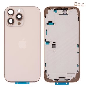 Housing compatible with iPhone 16 Pro Max, golden, with SIM card holders, with side buttons, Original PRC , EU Version, desert titanium 