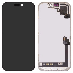 LCD compatible with iPhone 17, black, with frame, change glass 