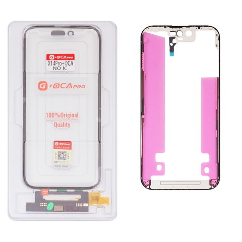 Touchscreen G+OCA PRO compatible with iPhone 14 Pro, with OCA film, with frame, black, without microcircuit 