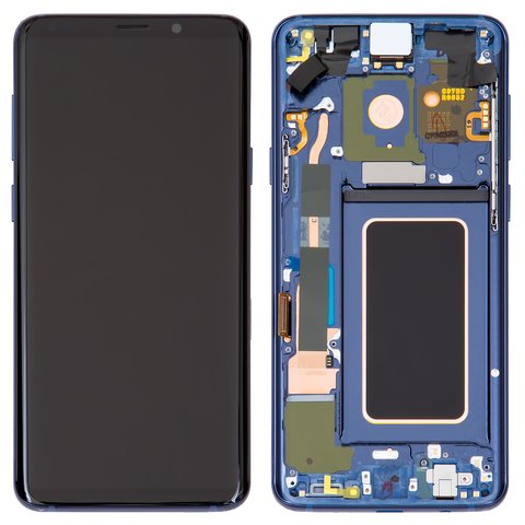 LCD compatible with Samsung G965 Galaxy S9 Plus, dark blue, with frame, Original PRC , coral Blue, original glass 