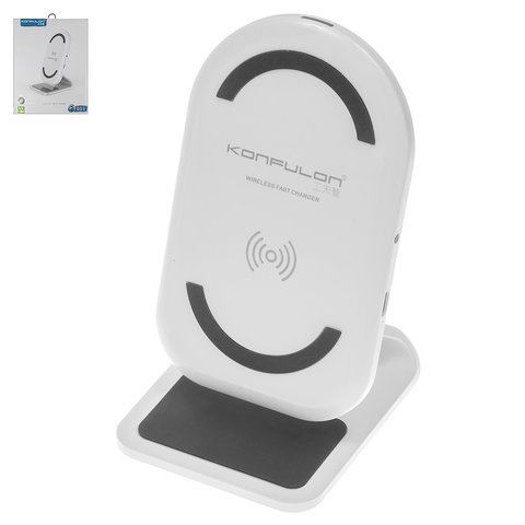 Wireless Charger Konfulon Q03, with support, output 5V 1A 9V 1.1A , Micro USB input 5V 1.6A 9V 1.5A , white 