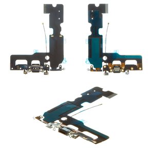 Шлейф для iPhone 7 Plus, коннектора наушников, коннектора зарядки, черный, AAA