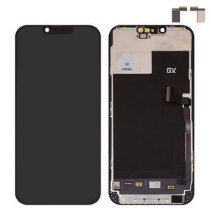LCD compatible with iPhone 13 Pro Max, black, with frame, HC, without IC, AMOLED , GX OEM soft, 120Hz 