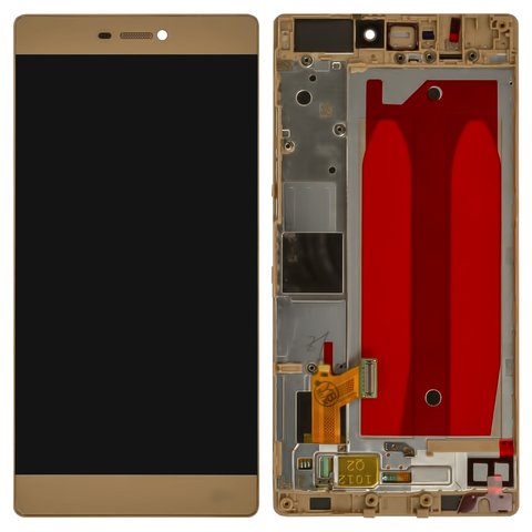 Pantalla LCD puede usarse con Huawei P8 GRA L09 , dorado, con marco, Original PRC