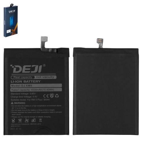 Batería Deji BN44 puede usarse con Xiaomi Redmi 5 Plus, Li ion, 3.85 V, 4000 mAh