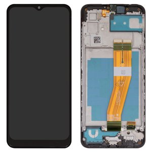 Pantalla LCD puede usarse con Samsung A035G Galaxy A03, negro, con marco, Original PRC , 163 x 72 mm