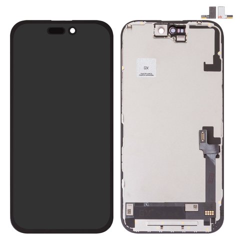 Pantalla LCD puede usarse con iPhone 16, negro, con marco, HC, sin microchip, AMOLED , GX OEM soft