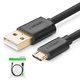 USB кабель UGREEN, USB тип-A, micro-USB тип-B, 100 см, 2 A, черный, #6957303818365