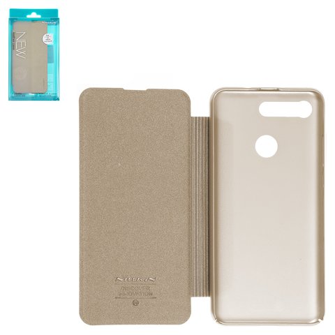 Чехол Nillkin Sparkle laser case для Huawei Honor V20, золотистый, книжка, пластик, PU кожа, #6902048172265