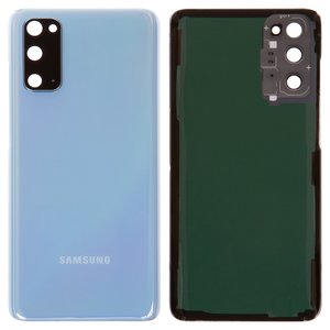 Задня панель корпуса для Samsung G980 Galaxy S20, синя, із склом камери, cloud blue