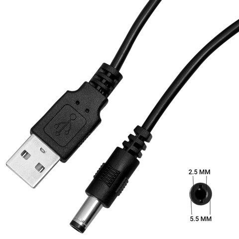 Кабель питания для медиаконвертеров, USB тип A, DC, 5В 1А, d 5,5 мм, d 2,5 мм