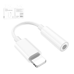 Адаптер Hoco LS34, підтримує функції мікрофона, TRRS 3.5 мм, Lightning, білий, #6931474783745