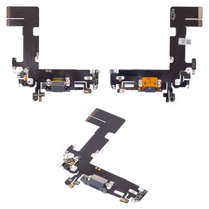 Шлейф для iPhone 13, коннектора зарядки, синий, с микрофоном, HC