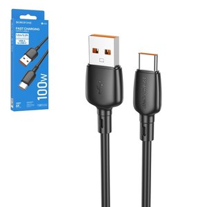 USB кабель Borofone BX93, USB тип C, USB тип A, 100 см, 100 Вт, 6 А, чорний, #6941991103179