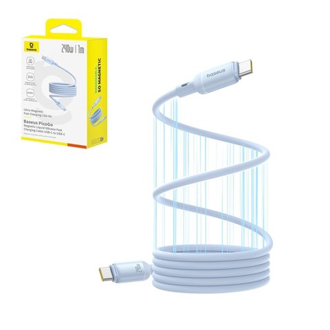 USB кабель Baseus PicoGo, 2xUSB тип C, 100 см, 240 Вт, голубой, силиконовый, магнитный, #P10376800311 00
