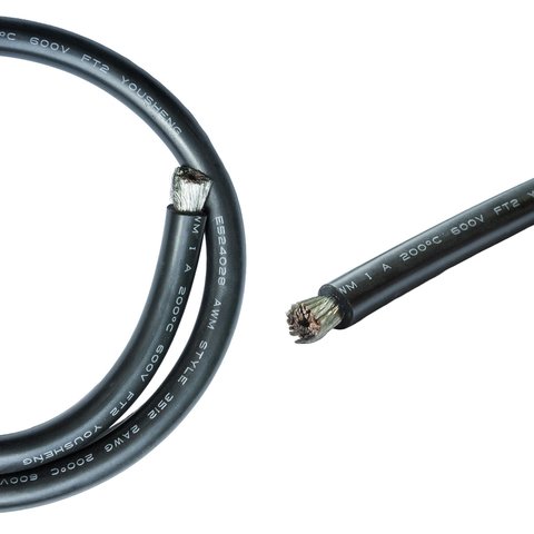 Провід в силіконовій ізоляції 2AWG, 33,6 мм², 1 м, чорний