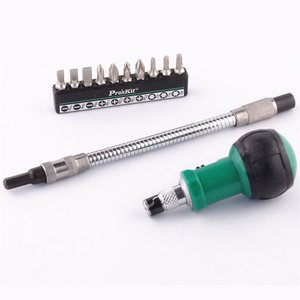Отвертка-трещотка Pro'sKit 1PK-201 с битами и гибким удлинителем Отвертка-трещотка Pro'sKit 1PK-201 с битами и гибким удлинителем